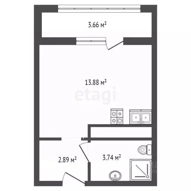 Студия Санкт-Петербург Планерная ул., 91к1 (22.3 м) - Фото 1