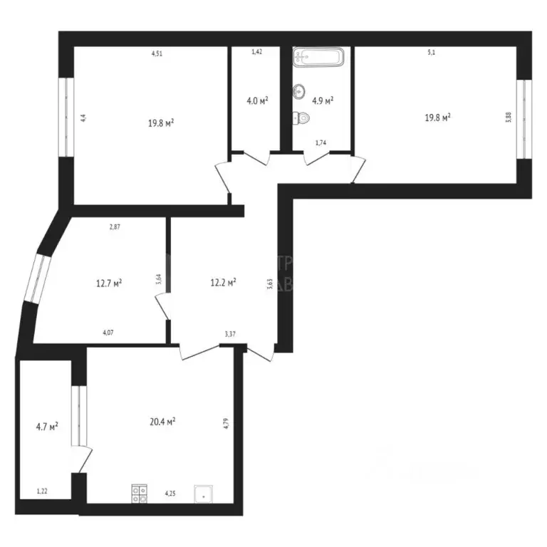 3-к кв. Тюменская область, Тюмень ул. Червишевский Тракт, 64к2 (97.6 ... - Фото 2