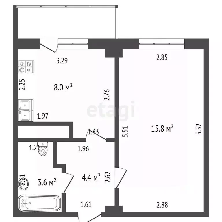 1-к кв. Чувашия, Чебоксары Альгешево мкр, ул. Болгарстроя, 1к2 (31.8 ... - Фото 1