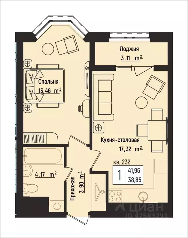 1-к кв. Нижегородская область, Нижний Новгород Литературная ул., 5 ... - Фото 1