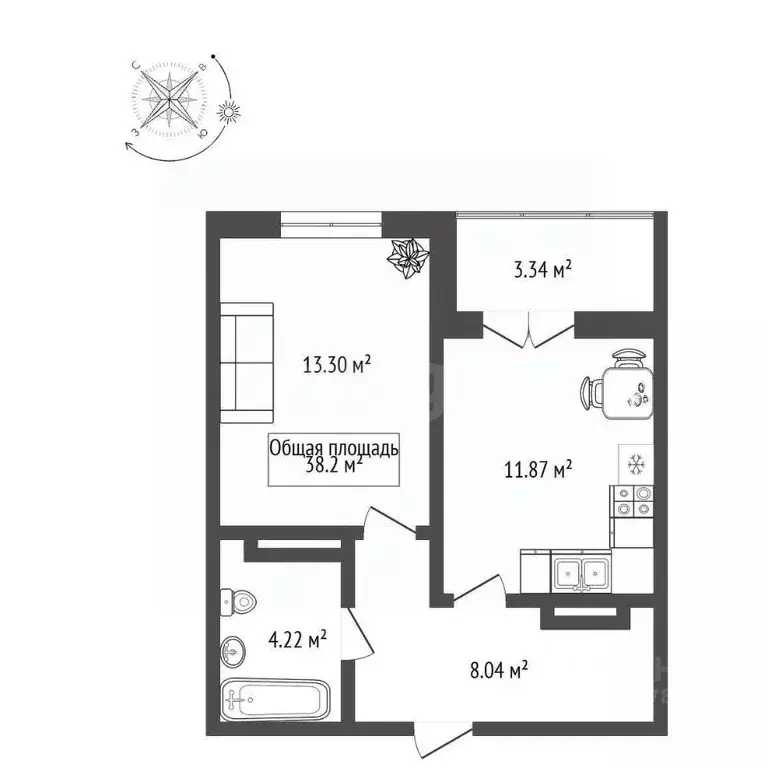 1-к кв. Новосибирская область, Новосибирск Ипподромская ул., 12 (38.2 ... - Фото 1