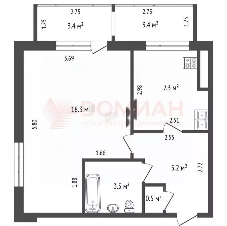 1-к кв. Ростовская область, Ростов-на-Дону Вятская ул., 104 (38.0 м) - Фото 2