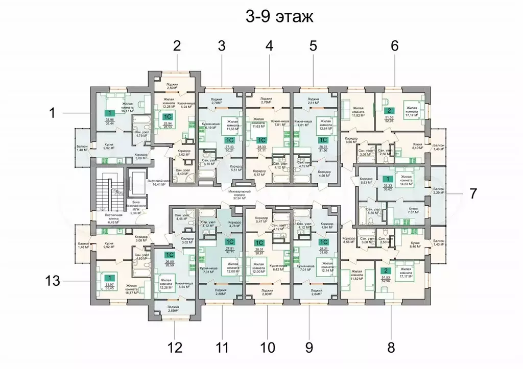 Квартира-студия, 31,1 м, 5/9 эт. - Фото 1