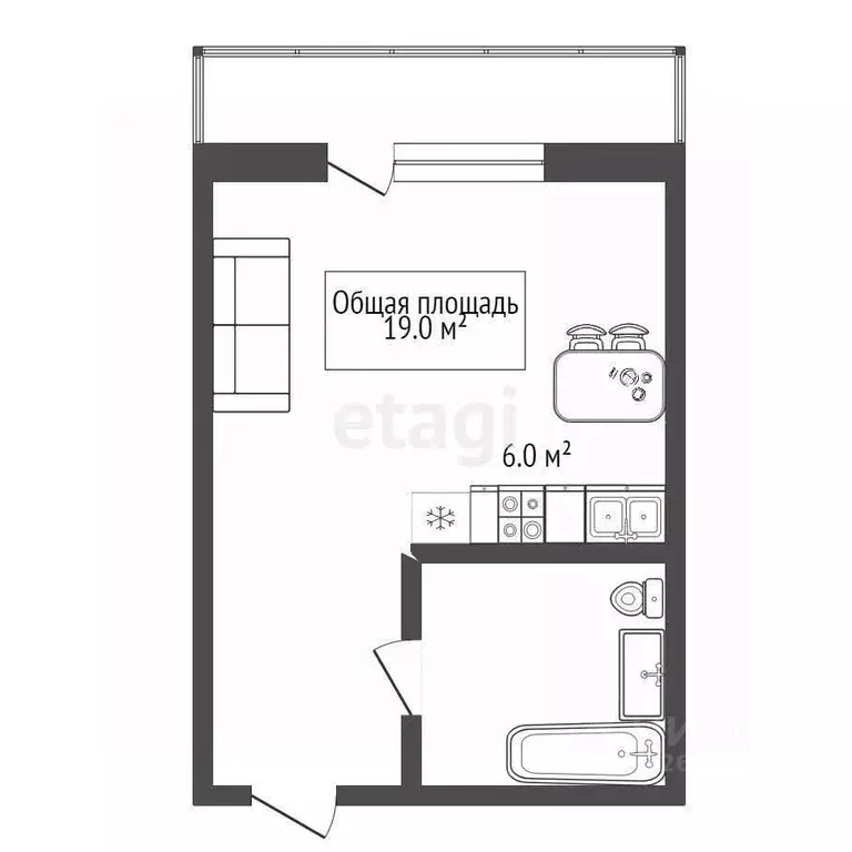 Студия Новосибирская область, Новосибирск Большая ул., 658 (18.0 м) - Фото 1