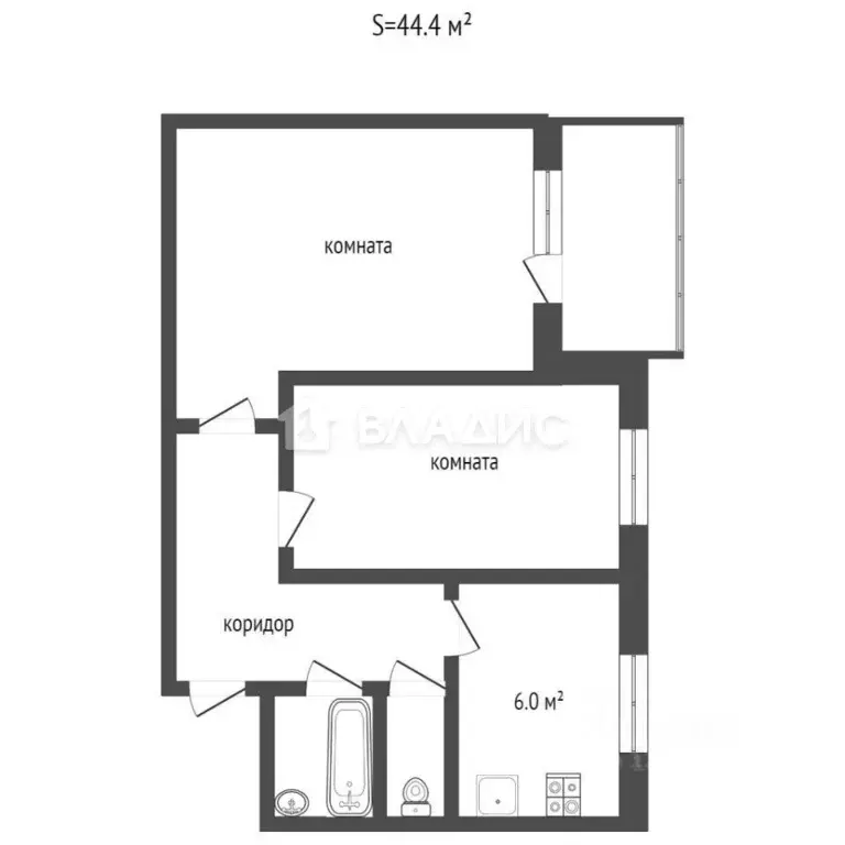 2-к кв. Москва Востряковский проезд, 1К1 (43.0 м) - Фото 2