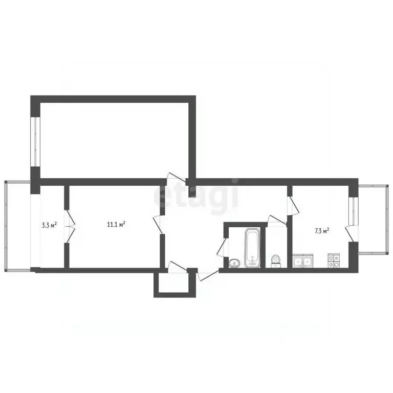 2-к кв. Крым, Евпатория городской округ, Мирный пгт ул. Сырникова, 18 ... - Фото 2