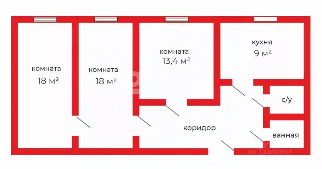 3-к кв. Челябинская область, Челябинск ул. Вагнера, 118 (60.5 м) - Фото 1