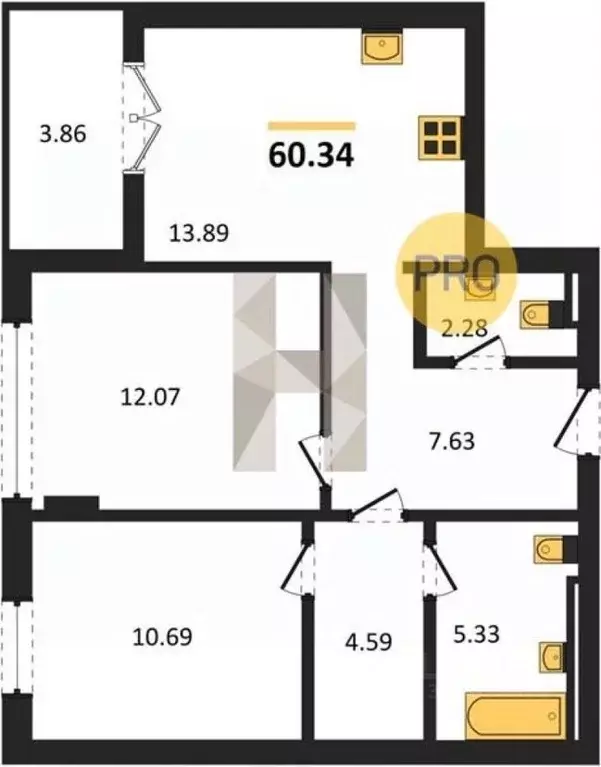 2-к кв. Калининградская область, Гурьевск Включи жилой комплекс (58.41 ... - Фото 1