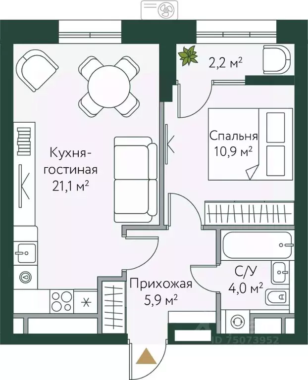 1-к кв. Волгоградская область, Волгоград Новосибирская ул., 74 (44.1 ... - Фото 0