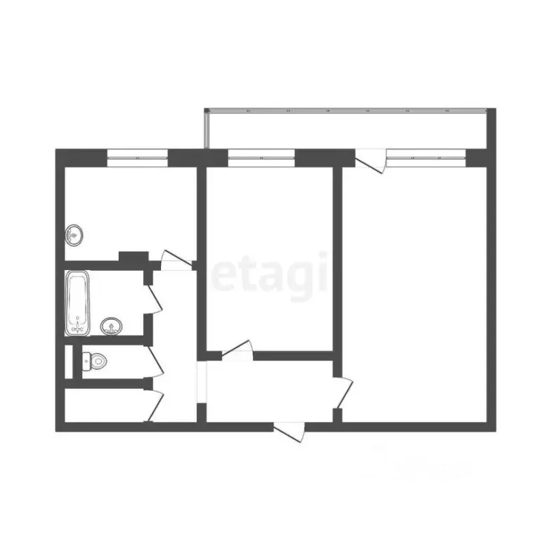 2-к кв. Томская область, Томск ул. Войкова, 61 (54.0 м) - Фото 2