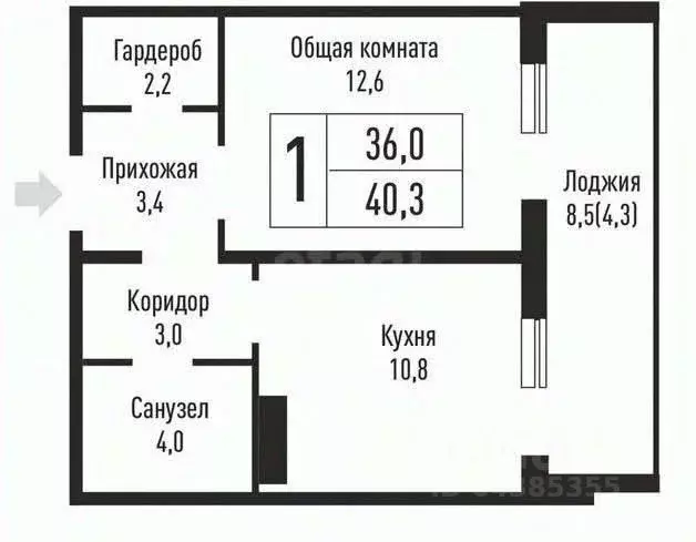 1-к кв. Алтайский край, Барнаул ул. Имени В.Т. Христенко, 7 (36.0 м) - Фото 2