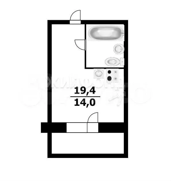 Квартира-студия, 19,4 м, 12/12 эт. - Фото 0