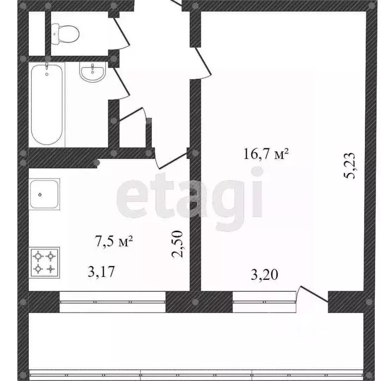 2-к кв. Белгородская область, Шебекино Железнодорожная ул., 12 (37.0 ... - Фото 1