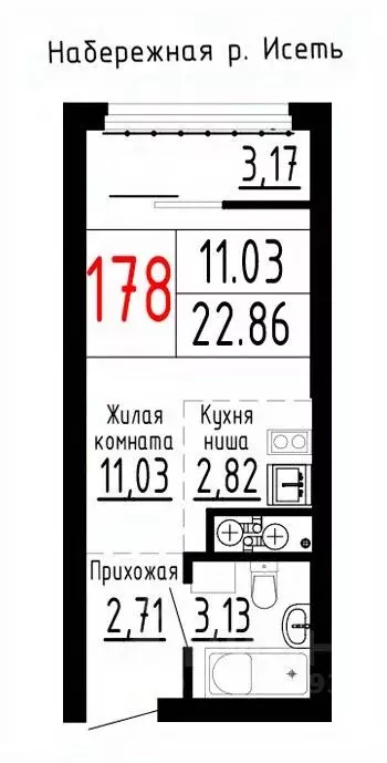 Студия Свердловская область, Екатеринбург Парковый мкр, Лувр жилой ... - Фото 0