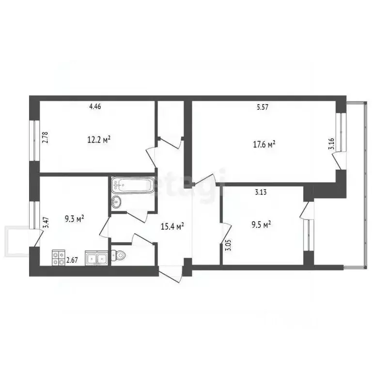 3-к кв. Крым, Джанкой ул. Оборонная (64.7 м) - Фото 2