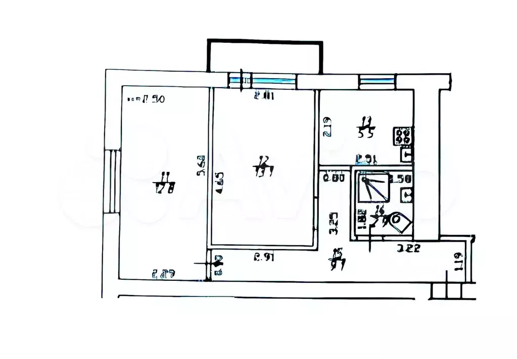 2-к. квартира, 44 м, 2/5 эт. - Фото 0