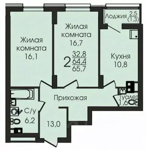 2-к кв. Воронежская область, Воронеж ул. Урицкого, 137 (66.0 м) - Фото 0