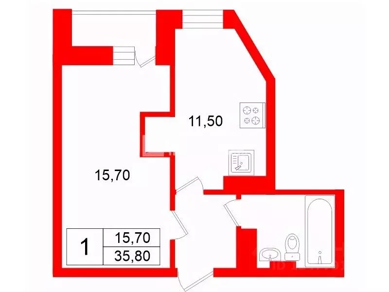 1-к кв. Ленинградская область, Мурино Всеволожский район, пл. ... - Фото 2
