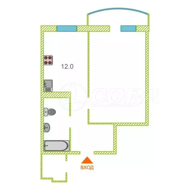 2-комнатная квартира: Тюмень, улица Героев Космоса, 21 (53.3 м) - Фото 0