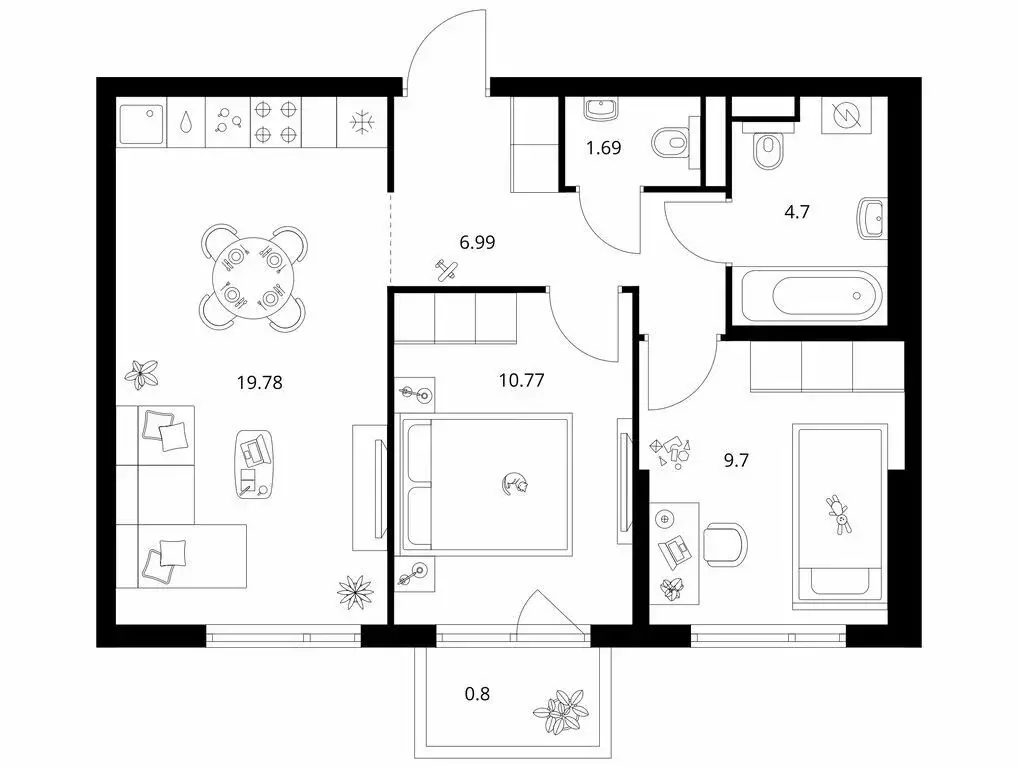 2-комнатная квартира: Новоселье, Невская улица, 14А (54.43 м) - Фото 1