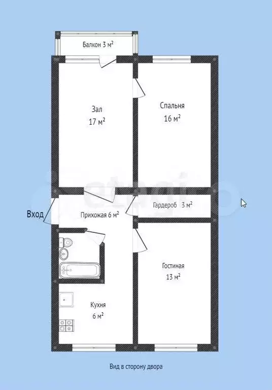 3-к. квартира, 66 м, 3/5 эт. - Фото 0