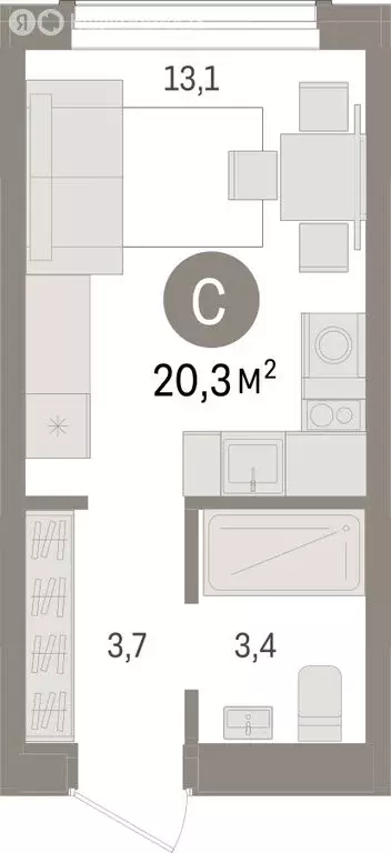 Квартира-студия: Новосибирск, улица Аэропорт (20.27 м) - Фото 1