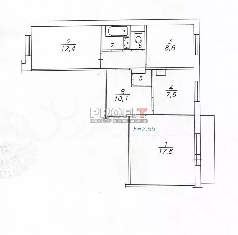 3-к. квартира, 61,3 м, 9/9 эт. - Фото 0