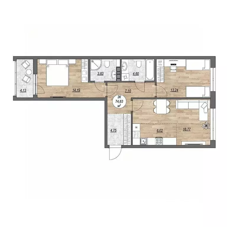 3-к кв. Карелия, Петрозаводск Древлянка-2 тер., Древлянка-9 мкр, ... - Фото 0