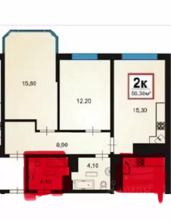 2-к кв. Краснодарский край, Анапа Анапское ш., 32к4 (56.3 м) - Фото 2