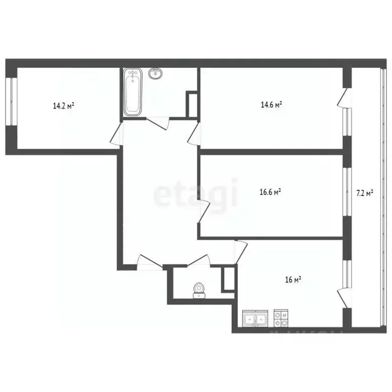 3-к кв. Санкт-Петербург дор. Кушелевская, 6к1 (84.0 м) - Фото 2