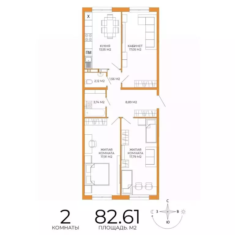 2-к кв. Пензенская область, Пенза ул. Яшиной, 14 (82.61 м) - Фото 1