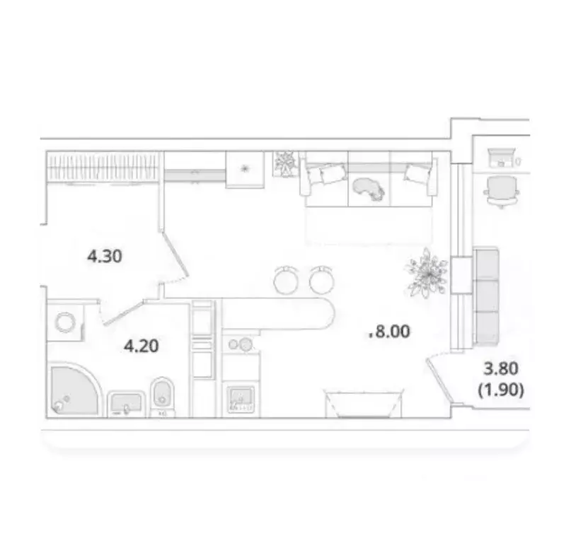 Студия Санкт-Петербург Глухарская ул. (28.4 м) - Фото 0