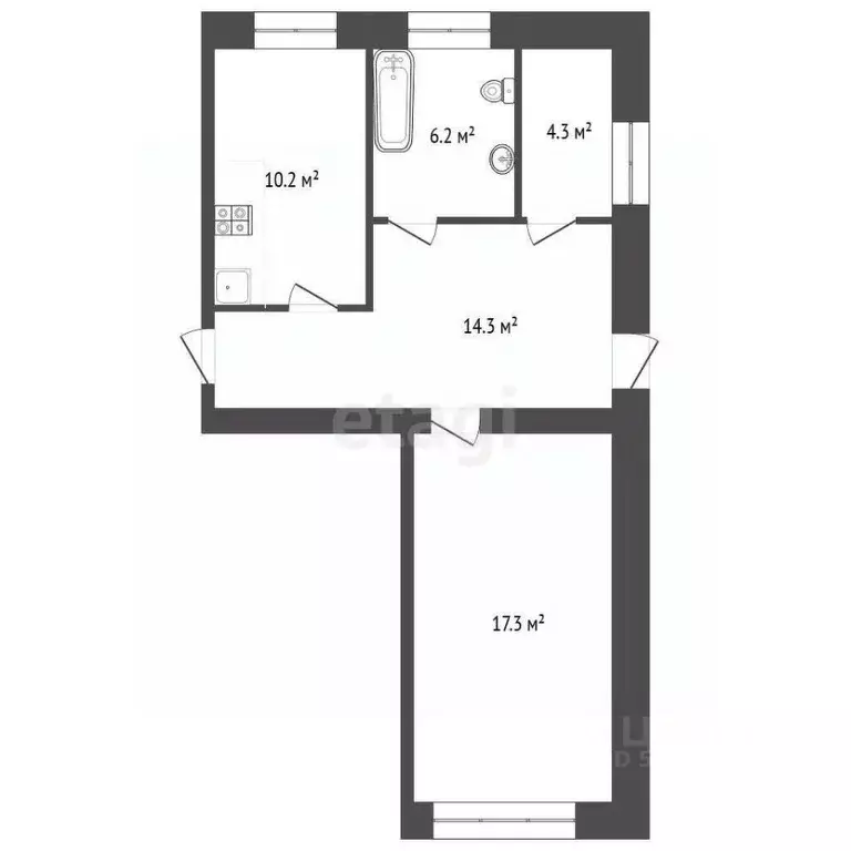 2-к кв. Архангельская область, Архангельск ул. Самойло, 12А (52.3 м) - Фото 1