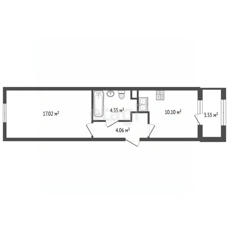 1-к кв. Санкт-Петербург Уральская ул., 23 (35.0 м) - Фото 2