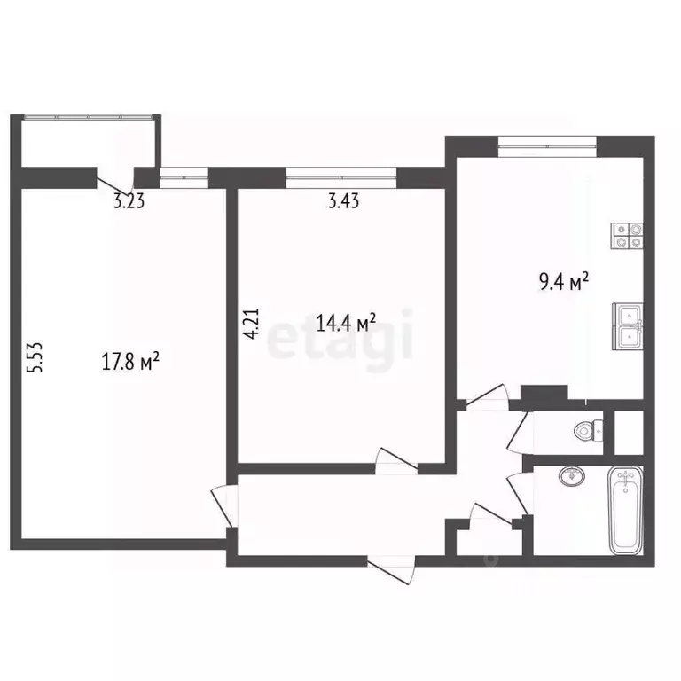 2-к кв. Москва ул. Ивана Бабушкина, 3 (54.1 м) - Фото 2