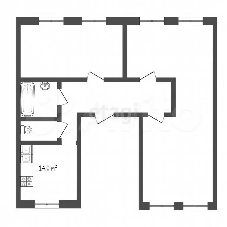 3-к. квартира, 88,1 м, 4/4 эт. - Фото 0
