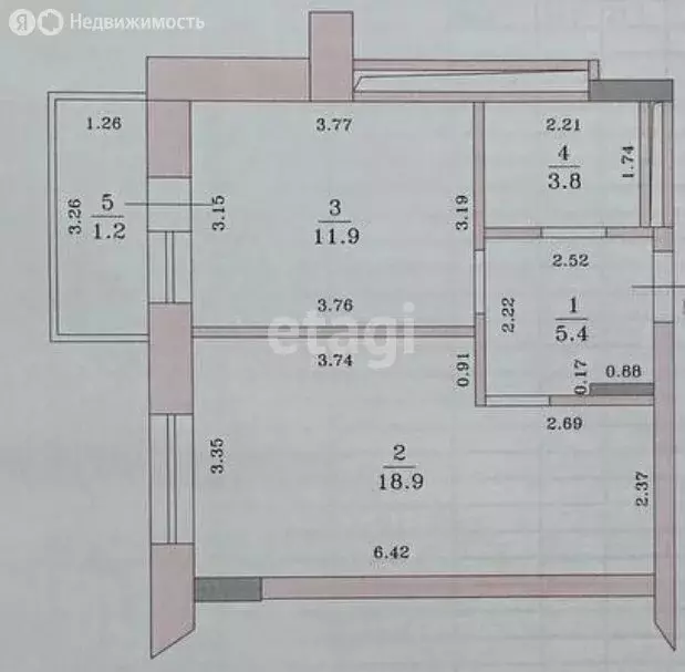 1-комнатная квартира: Казань, проспект Ямашева, 103А (40 м) - Фото 1
