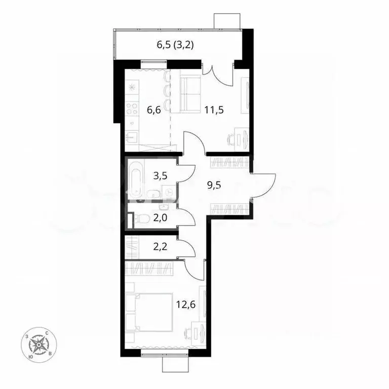 2-к кв. Московская область, Химки ул. 1-я Сестрорецкая, 1 (50.7 м) - Фото 2