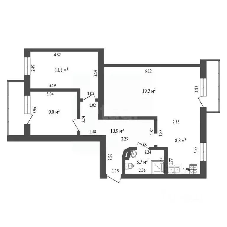 3-к кв. Кемеровская область, Юрга Шоссейный пер., 9 (64.3 м) - Фото 1