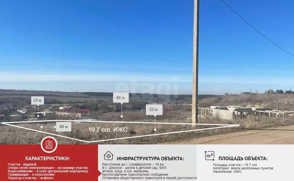 Участок в Крым, Симферопольский район, с. Донское ул. Комсомольская, ... - Фото 0