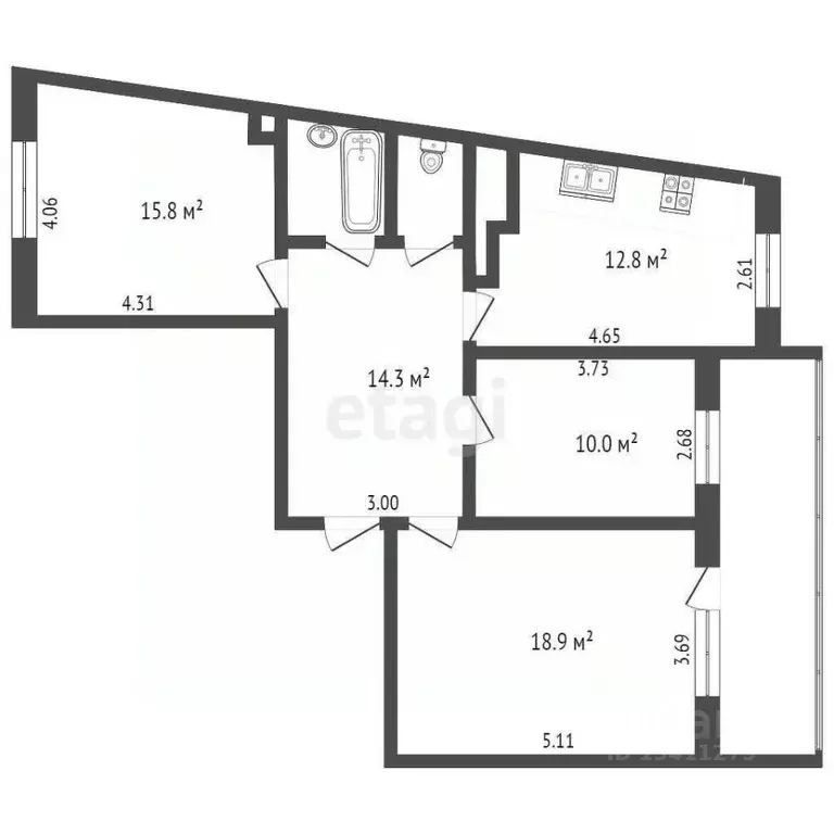 3-к кв. Белгородская область, Белгород ул. Газовиков, 5 (76.9 м) - Фото 1