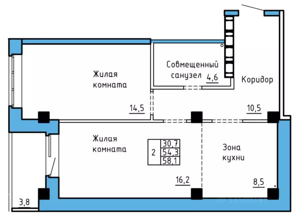 2-к кв. Хакасия, Абакан Колхозная ул., 43 (56.2 м) - Фото 0