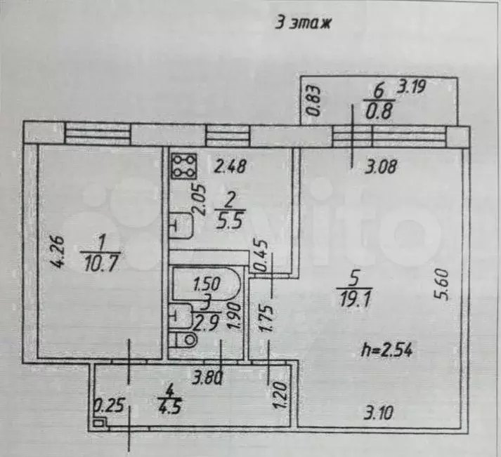 2-к. квартира, 43,5 м, 3/5 эт. - Фото 0