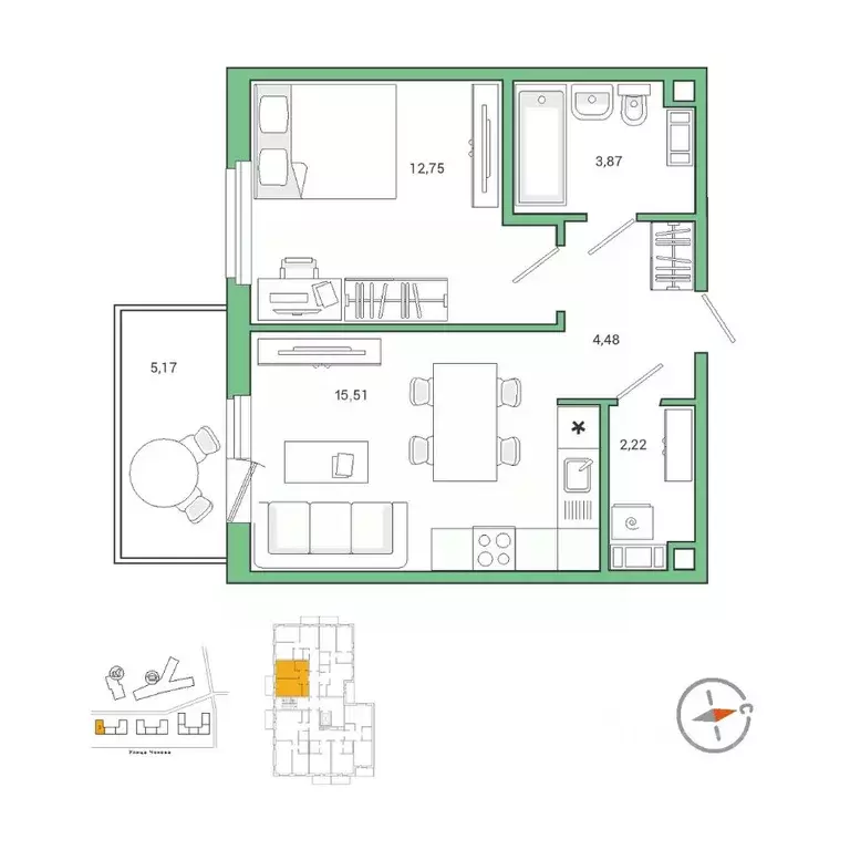 1-к кв. Ленинградская область, Гатчина ул. Чехова, 39 (40.1 м) - Фото 1