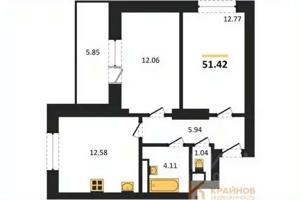 2-к кв. Воронежская область, Воронеж Транспортная ул., 58 (51.42 м) - Фото 0