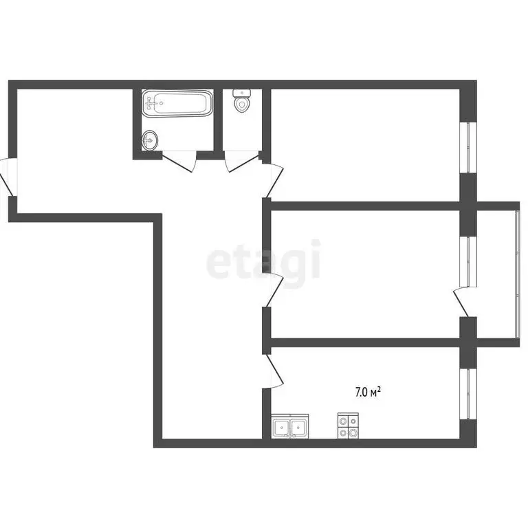 3-комнатная квартира: Лесной, улица Мира, 44 (59.3 м) - Фото 1