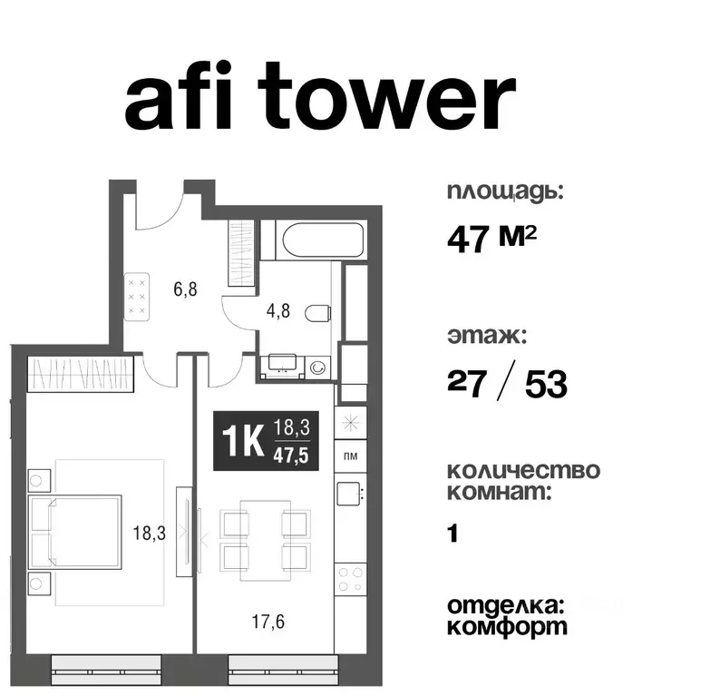 1-к кв. Москва проезд Серебрякова, 11к2 (46.8 м) - Фото 0