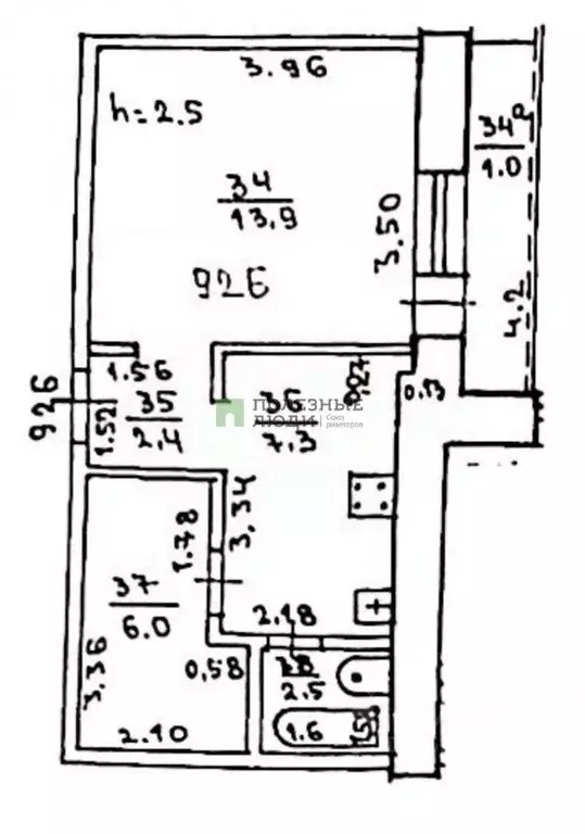 2-к кв. Башкортостан, Уфа ул. Красина, 13 (32.1 м) - Фото 1