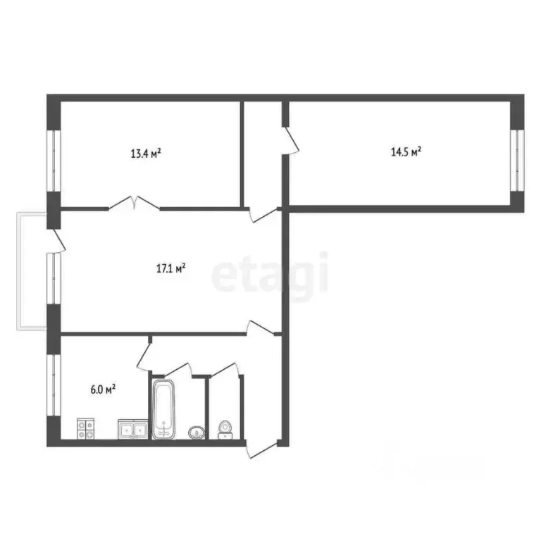3-к кв. Крым, Красноперекопск ул. Таврическая, 11 (70.0 м) - Фото 2