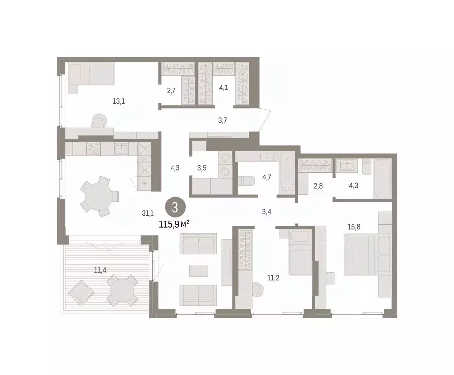 3-к кв. Пермский край, Пермь ул. Солдатова, 25 (115.91 м) - Фото 2